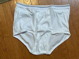 ONE (1) Vintage Towncraft JCPenney White Brief Underwear Men Sz 42 Striped Band - Picture 1 of 4