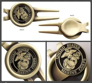 MARINE CORPS USMC DIVOT TOOL MILITÄR LOGO GOLFBALL MARKER NEUES SET - Bild 1 von 2