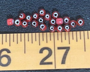 (20) Original Sioux Indian Cherry Red White Heart Trade Beads Venetians 1700's