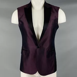 DSQUARED2 Size 38 Purple Black Silk Peak Lapel Vest - Picture 1 of 9