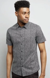 New Look - Mens Black Print Short Sleeve Shirt - Size M - BNWT - Imagen 1 de 4