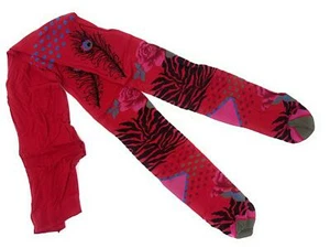 Dub & Drino France Opaque Red Rose Tights, Peacock Feather, S/M, Made in Italy - Picture 1 of 5