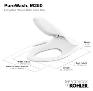 Asiento Bidé Toliet KOHLER 5724, Alargado Manual PureWash M250 No Eléctrico Nuevo - Imagen 1 de 4