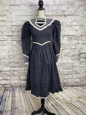Vestido Boho Vintage Talla Pequeña Años 70 Gunne Sax Calico Encaje Pradera Envío con Descuento Foto 1 de 4