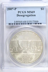 2007 P Desegregation- Little Rock HS -PCGS MS69 Modern Commem Silver Dollar - Picture 1 of 2