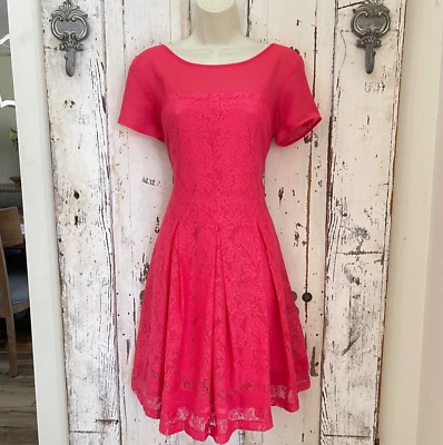 Gabby Skye Size 8 Woman's Pink Lace Career Cocktail Party Wedding Guest Dress - Image 1 of 4