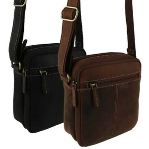 Ladies Mens Small Oiled Leather Cross Body Bag by Visconti; Merlin Travel - Picture 1 of 13