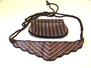 Vintage Handgefertigte Debonair Zincky Perlen Schulter Clutch Handtasche und passender Gürtel - Bild 1 von 8