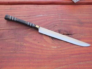 Mittelalter Besteck Messer Schlemmen handgeschmiedet Kunsthandwerk historisch Holz Messinggriff - Bild 1 von 4