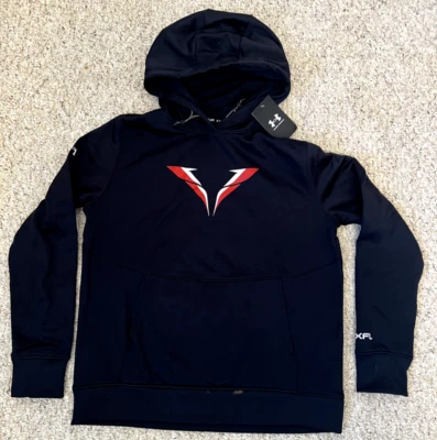 UNDER ARMOUR XFL 拉斯维加斯贵宾女式小号 LS 黑色连帽新标签 — 第 1/3 张图片