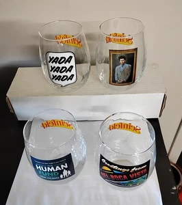 SET OF 4 Vintage Seinfeld 12oz Drinking Glass Excellent Condition Displayd Only - Picture 1 of 3