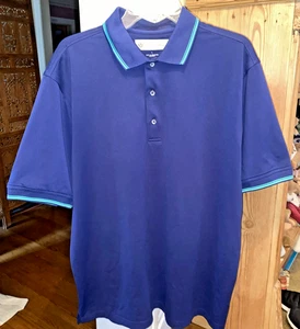 Polo de golf Donald Ross manga corta para hombre grande azul con detalles verdes - Imagen 1 de 10