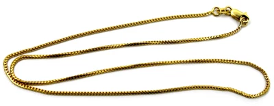 14K твердого желтого золота коробка цепочка ожерелье шириной 1 мм 15,25» дюйма длиной - Изображение 1 из 4