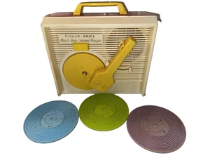 Vintage 1971 Fisher Price Record Player Toy Music Box 995 Japan Works w/3 record - Picture 1 of 17