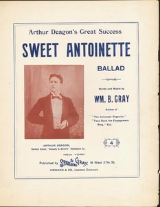 Sweet Antoinette 1894 ARTHUR DEAGON William B Gray Sheet Music ! - Picture 1 of 2
