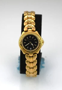 Pulsar Watch Women Gold Stainless St Water Resistant Battery Date Black Quartz - Picture 1 of 6