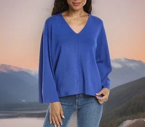 $398 LAFAYETTE 148 Sweater Women XL V-Neck 3/4 Dolman Sleeve Crop Cotton Outdoor - Picture 1 of 13