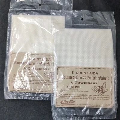 11 Count Antique White Aida Cross-stitch Fabric New 12” X 12 2 Pieces  - Image 1 of 3