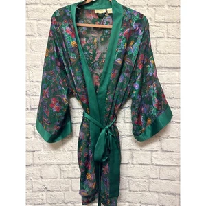 Victoria Secret Green Satiny Short Kimono Tie Women's Robe One Size Fits Most - Picture 1 of 4