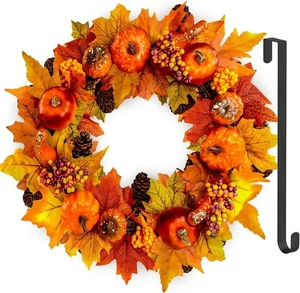 Herbstkranz Haustür mit Aufhänger, MOKANI Herbst Türkränze Halloween Kranz - Bild 1 von 7