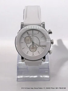 Gucci 44mm G Chrono Watch 101m Stainless Steel White Ceramic Used Men, Women - Picture 1 of 15
