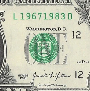 1967 1983 Tombstone Date Note Fancy Serial Number One Dollar Bill Crisp UNC - Picture 1 of 11