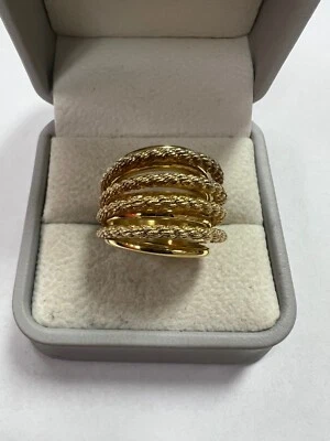 Anillo de banda de cable en capas SS tono dorado Judith Ripka raro tamaño 5,25 [033GRW] Foto 1 de 4