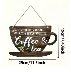 Quadro decorazione da appendere legno insegna quadro cucina vintage casa di campagna caffettiera tazza - Foto 1 di 3