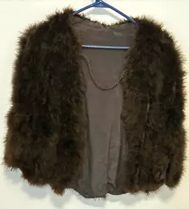 Vintage Feather Lined Wrap Shrug Stole Brown One Size - Picture 1 of 3