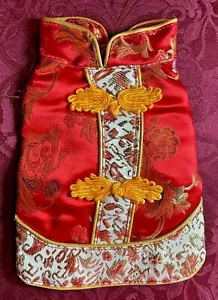 (SMALL BREED DOG) XXS-MED RED & GOLD BROCADE ORIENTAL PET CHEONGSAM - Picture 1 of 6