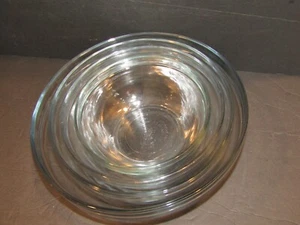 ANCHOR HOCKING Set of 4 Clear Nesting Prep Mixing SERVING Glass Bowls - Picture 1 of 8
