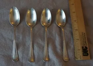 4 cucharas de plata de ley con patrón de cuentas, 6", monograma M - Imagen 1 de 6