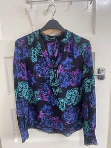 Jaeger Silk Blouse Size 8 Delicate Black Lace Detail ~ Excellent Condition - Picture 1 of 4
