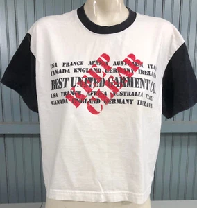Best United Garment Company USA France Italy Short Crop White T-Shirt Medium - Picture 1 of 7