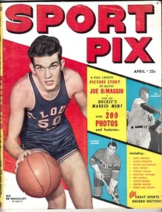 SPORT PIX Abril 1949 Clásico Vintage Revista Ed Macauley Joe Dimaggio Cubierta - Imagen 1 de 2