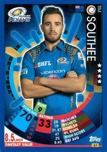 2017 2018 MUMBAI INDIANS IPL Cricket Card TIM SOUTHEE Topps Attax - Picture 1 of 2