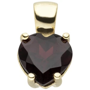 JOBO Anhänger Herz 333 Gold Gelbgold 1 Granat rot Herzanhänger Granatanhänger - Bild 1 von 3
