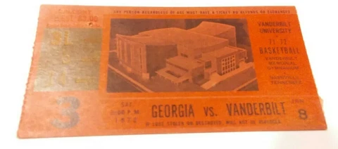 1971-72 Vanderbilt Commodores Georgia Bulldogs Basketball Ticket Stub Cover