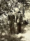 1i Photograph Two Handsome Men Suits Walking Trail Country Fedora Hat 1940-50's