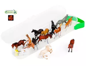 Tube Box of 12 Mini Horse Toy Figures by CollectA A1109 Cake Toppers Brand New - Foto 1 di 2