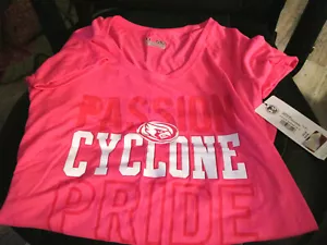 NWT UNDER ARMOUR HEATGEAR IOWA STATE CYCLONES T SHIRT -NEON PINK - WOMENS MEDIUM - Picture 1 of 1