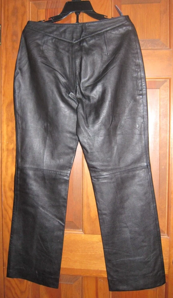 Pantalones de cuero Express vintage para mujer talla 11/12 Y2K años 90 negros piel de cordero italiano Foto 1 de 4