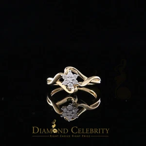 10 kt Real Yellow Gold with Real 0.15 CT Diamond FLOWER Womens Ring Size 7 - Picture 1 of 12