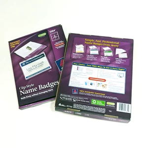 2 paquetes de insertos de insignias con nombre estilo clip Avery 5384 plástico suave 3 x 4 40/paquete - Imagen 1 de 5
