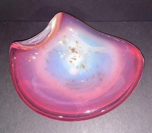 VINTAGE FRATELLI TOSO MURANO GLASS SCULPTURE BOWL PINK OPALINE SPACE AGE MCM - Picture 1 of 12