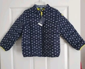 Gap/Baby Gap Little Girls Quilted Light Weight Jacket Navy Polkadot Size 5 NWT - Picture 1 of 13
