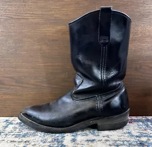 Red Wing Pecos 8155 Black Leather Pull-on Boots Mens Sz 8.5E USA Made Soft Toe - Picture 1 of 14