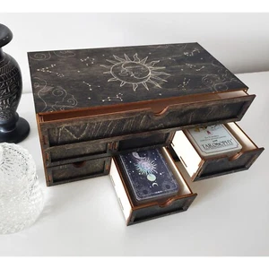 Organizador de cristal y joyas, caja de 7 cajones, caja de almacenamiento de cubiertas Oracle, Tarot - Imagen 1 de 15