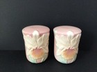 FIGI GRAPHICS OTAGIRI JAPAN PINK SALT & PEPPER POTS / SHAKERS WITH IRIS FLOWER