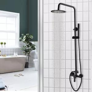 US Wall Mount Shower Faucet Set 8" Rainfall Hand Shower Tub Filler Mixer Tap - Picture 1 of 13